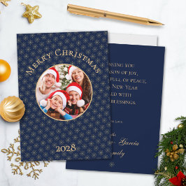 Clean Midnight Blue Guld Snöflingor jul Julkort