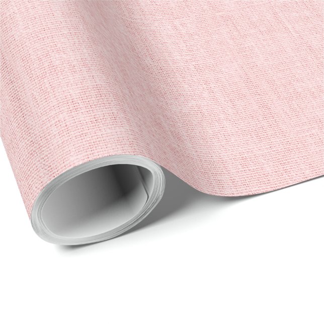 Clean Minimal Beige Linen Mimic Fabric Effect Pink Presentpapper (Rullad Hörn)