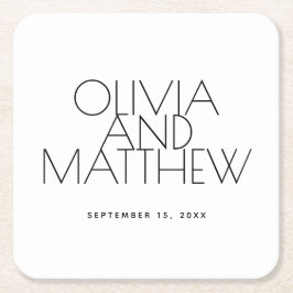 Clean Minimal Wedding | Elegant Simple Typography Underlägg Papper Kvadrat