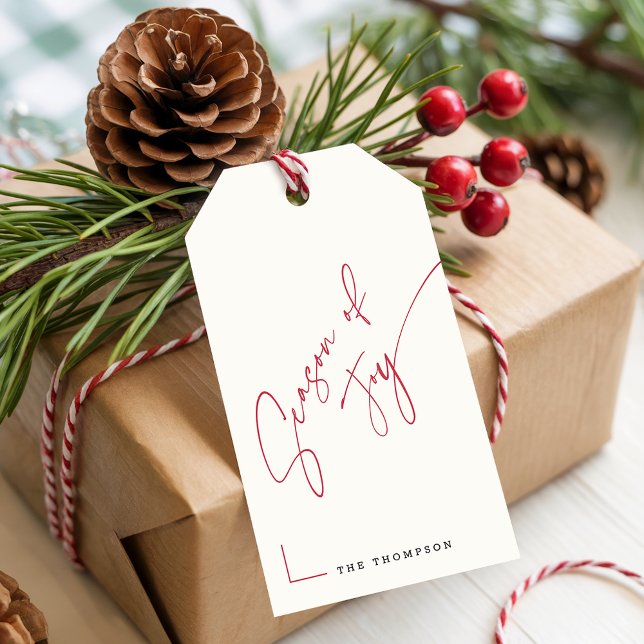 Clean Minimalist Family Name Christmas Present Presentetikett (Skapare uppladdad)