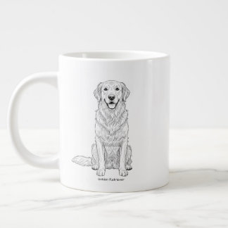 Clean Minimalist Golden Retriever Line Art  Jumbo Mugg
