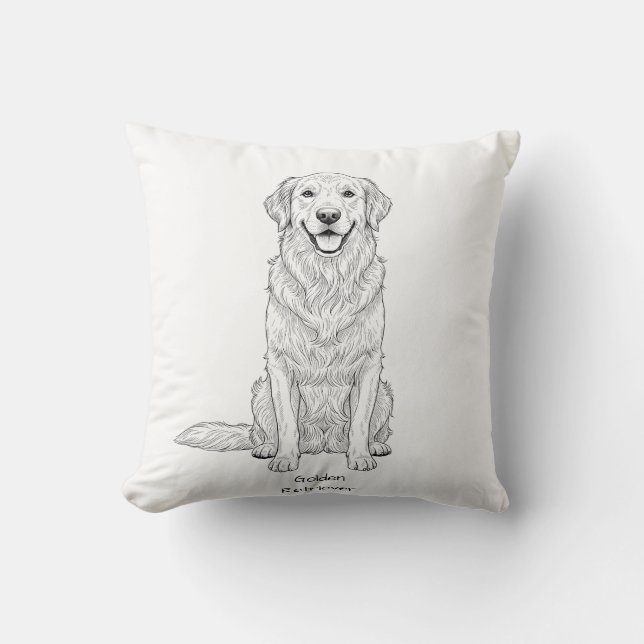 Clean Minimalist Golden Retriever Line Art  Kudde (Framsida)