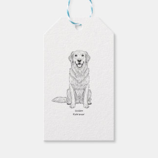 Clean Minimalist Golden Retriever Line Art  Presentetikett