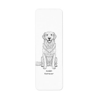 Clean Minimalist Golden Retriever Line Art  Returadress Etikett