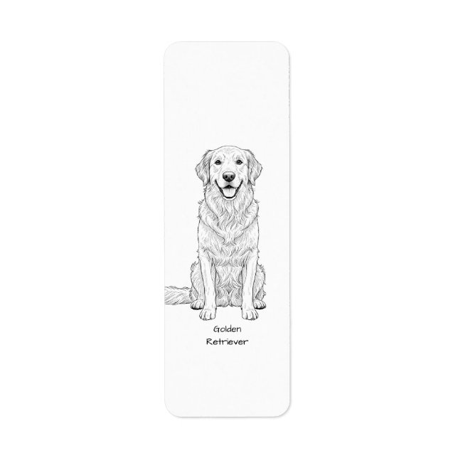 Clean Minimalist Golden Retriever Line Art  Returadress Etikett (Framsidan)