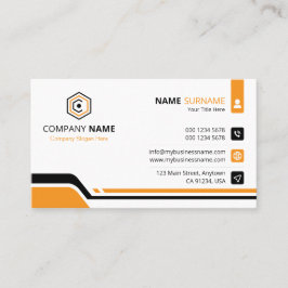 Clean & Modern Orange & White Corporate Visitkort