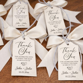 Clean Modern Wedding Favor Gift Tag Presentetikett