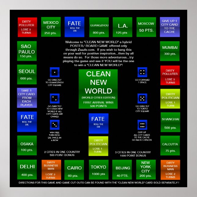 CLEAN NEW WORLD BOARD GAME (WORLD EDITION) POSTER (Framsidan)