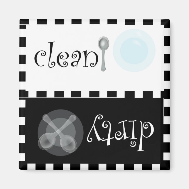 Clean och Dirty Dishwasher Magnet (Framsidan)