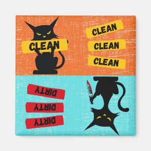 Clean och Dirty Funny Cat Dishwasher Magnet 