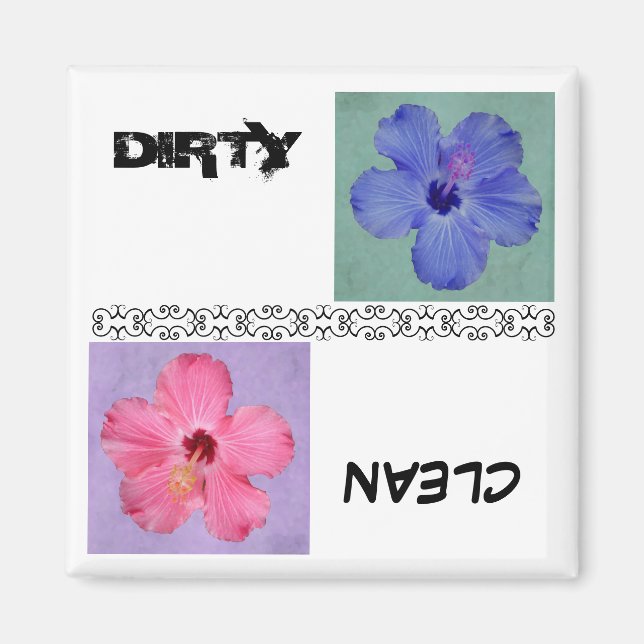 Clean och Dirty Hibiscus Dishwasher Magnet (Framsidan)