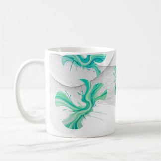 clean teal geometric shape with swirly background kaffemugg
