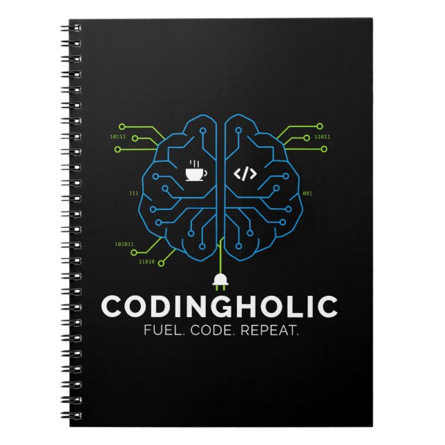 Clean Tech Brain Coding Notebook Design For Coders Anteckningsbok (Framsidan)