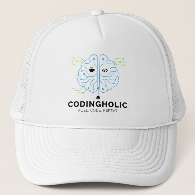 Clean Tech Brain Coding Trucker Design  Keps (Framsida)