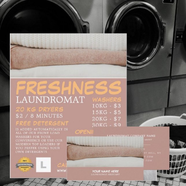 Clean Tvätt, Laundromat, Städning reklam Flygblad (Skapare uppladdad)