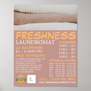 Clean Tvätt, Laundromat, Städning reklam Poster