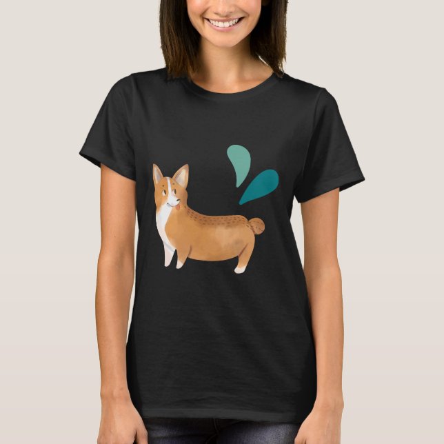 Clean Watercolor Corgi T Shirt (Framsida)