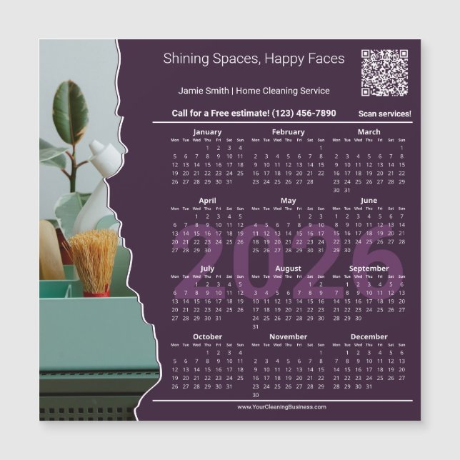 Cleaner Motto CTA QR-code 2026 Calendar Magnet (Framsida)