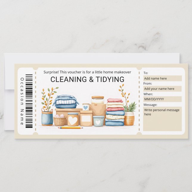 Cleaning and Tidying Gift Certificate  Inbjudningar (Framsida)