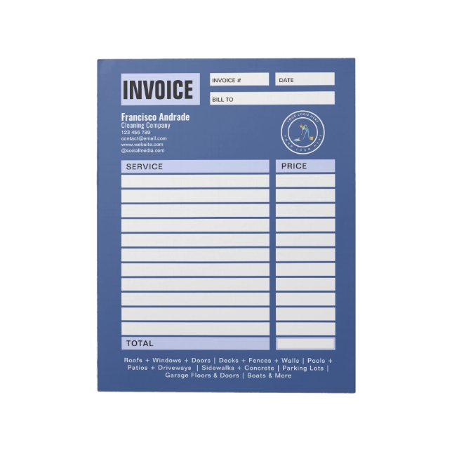 Cleaning Company | Custom Logo Cleaning Service Anteckningsblock (Roterad)