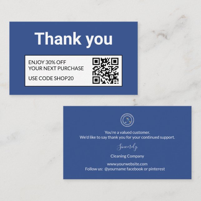 Cleaning Company | Custom Logo Cleaning Service Rabattkort (Fram/baksida)