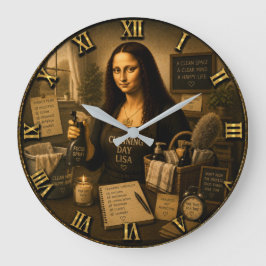 Cleaning Day Funny Mona Lisa Laundry Room Stor Klocka