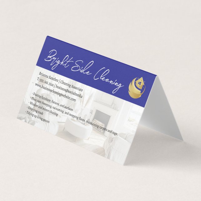 Cleaning Duster Home Logo | Tidy Living Room Visitkort (Framsida)