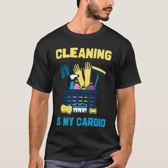 Cleaning Lady Cardio, Housekeepers Maid Graphic T Shirt (Framsida)
