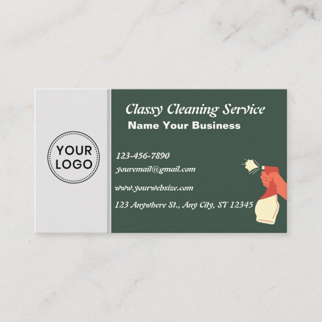 Cleaning Service Business Card - Personal Logo Visitkort (Framsida)