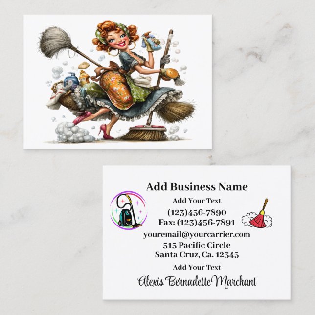 Cleaning Service Housekeeping  Business Card Visitkort (Fram/baksida)