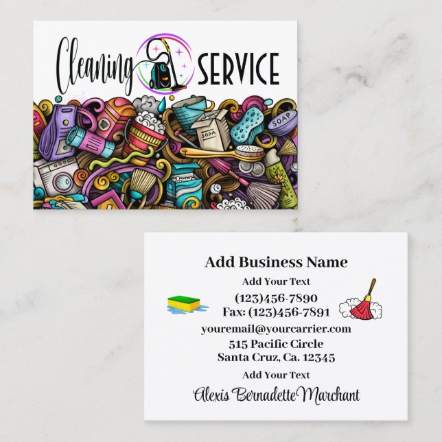 Cleaning Service Housekeeping  Business Card Visitkort (Fram/baksida)