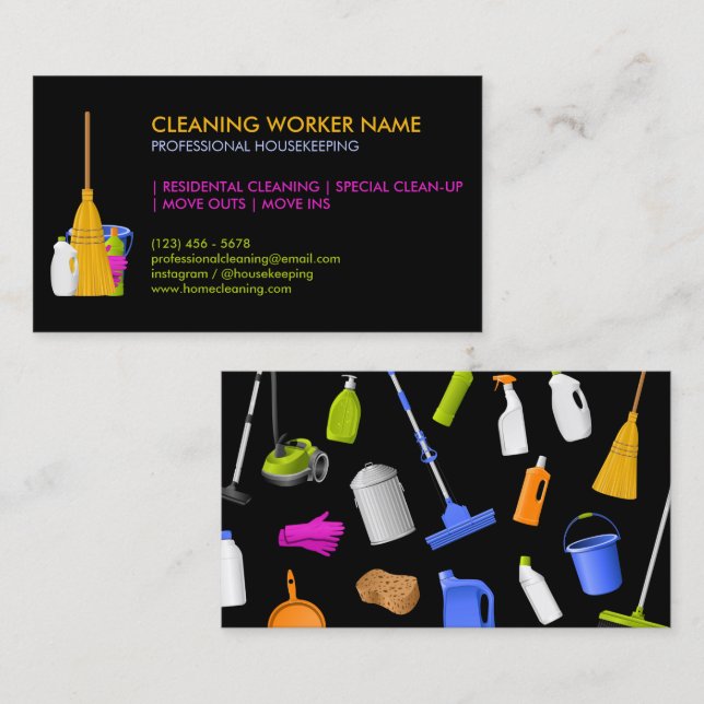 Cleaning Service Standard modern Visitkort (Fram/baksida)