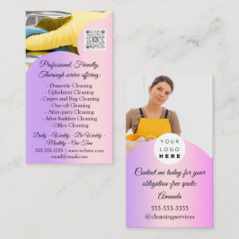 Cleaning Services House Keeping QRCode Photo Pink Visitkort