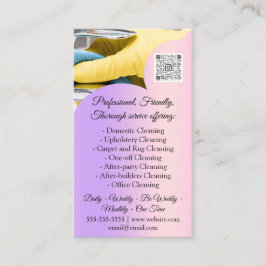 Cleaning Services House Keeping QRCode Photo Pink Visitkort