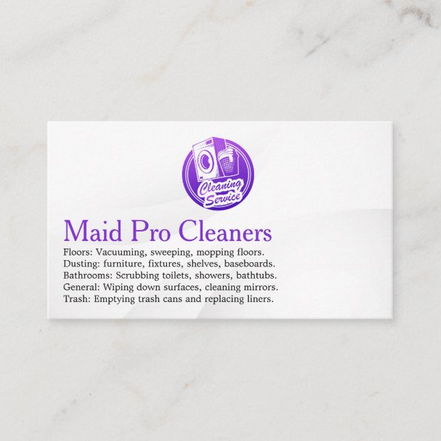 Cleaning Services Logo | Washing Machine Visitkort (Framsida)