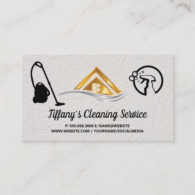 Cleaning Supplies | Maid Cleaning | House Logo Visitkort (Framsida)