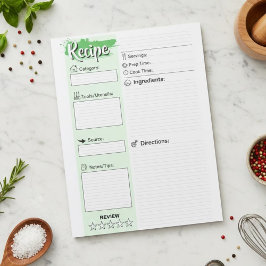 Clear Blank Full Page Recipe Papers | Personalized Anteckningsblock