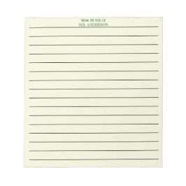 Clear Green Teacher Lined Paper From The Desk Of  Anteckningsblock