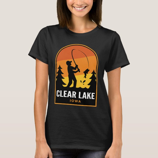 Clear Lake Iowa Fishing T Shirt (Framsida)