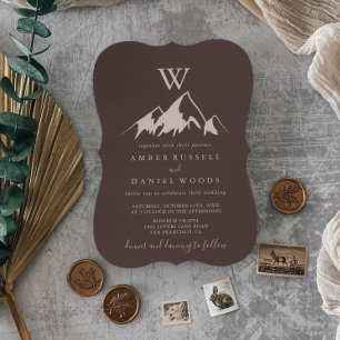 Clear Mountain Land Monogram Bröllop Inbjudningar