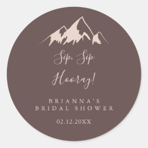 Clear Mountain Sip Sip Hooray Bröllopsdusch Runt Klistermärke