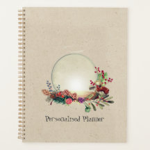 Clear Quartz Crystal Boll Vintage Blommigt Journal