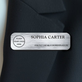 Clear Silver Hairline Classic Name Badge Custom Namnbricka