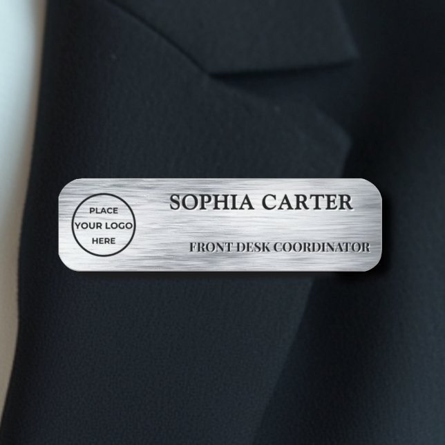 Clear Silver Hairline Classic Name Badge Custom Namnbricka (Skapare uppladdad)