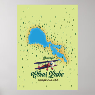 Clear Sjö California USA karta Poster