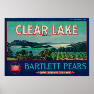 Clear Sjö Pear Låda LabelLake County, CA Poster