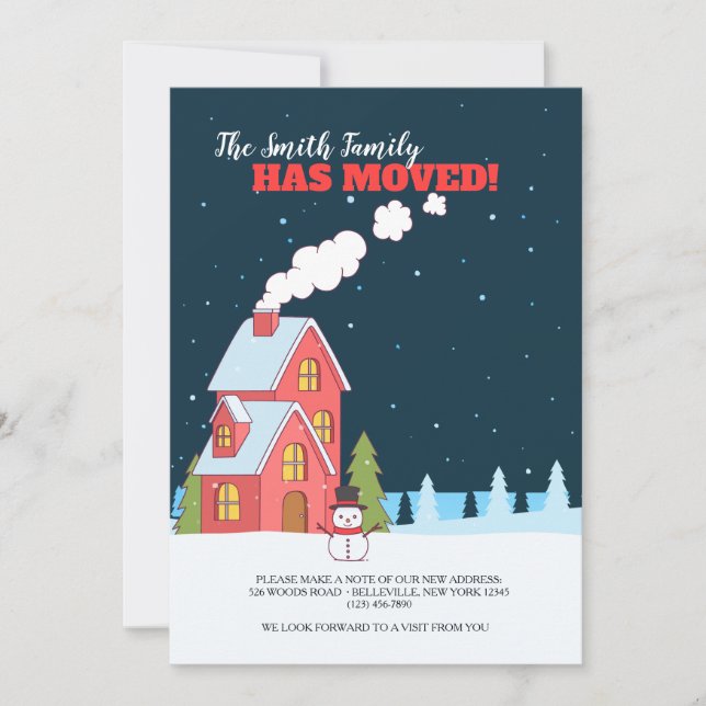 Clear Winter Night Flytta-meddelande Inbjudningar (Framsida)