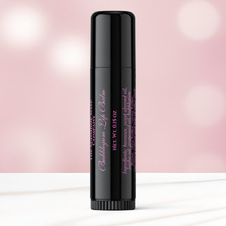 Clear with pink text lip balm tube label fyrkantigt klistermärke