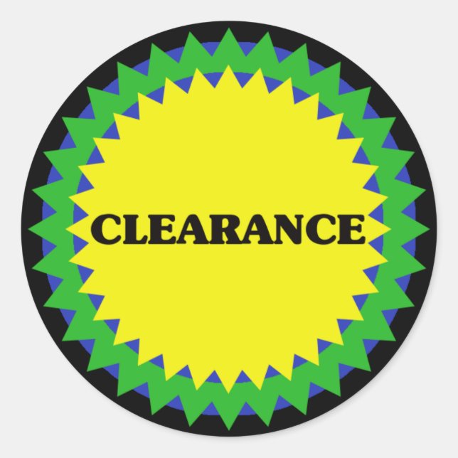 CLEARANCE - etikett för detaljförsäljning (Framsida)