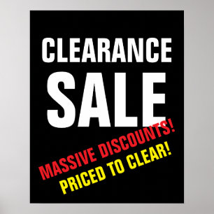 Clearance Sale Sign, Black and White Boutique Sale Poster